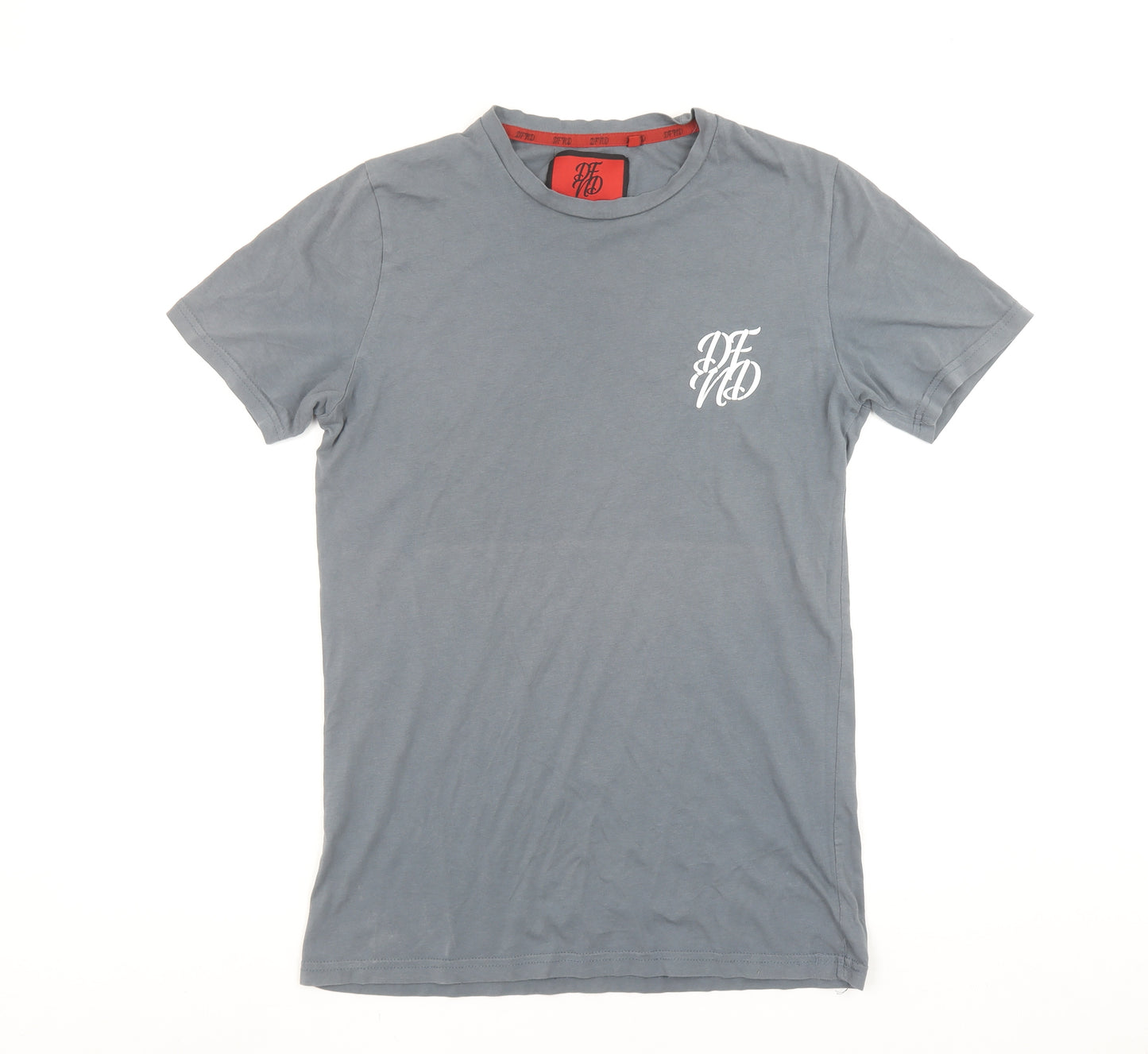 DFND Men's Grey Cotton Crew Neck Short Sleeve T-Shirt M