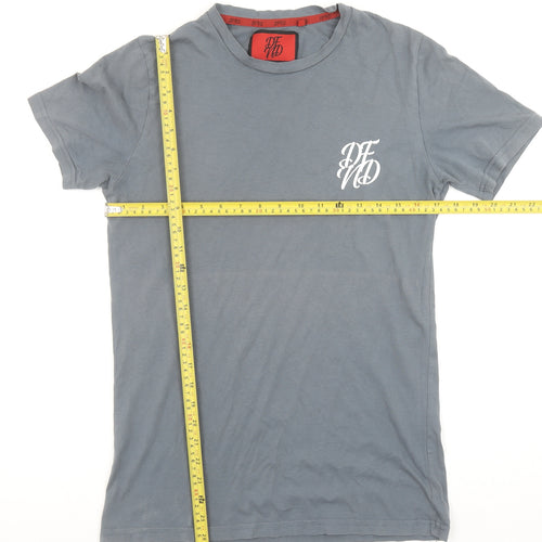 DFND Men's Grey Cotton Crew Neck Short Sleeve T-Shirt M