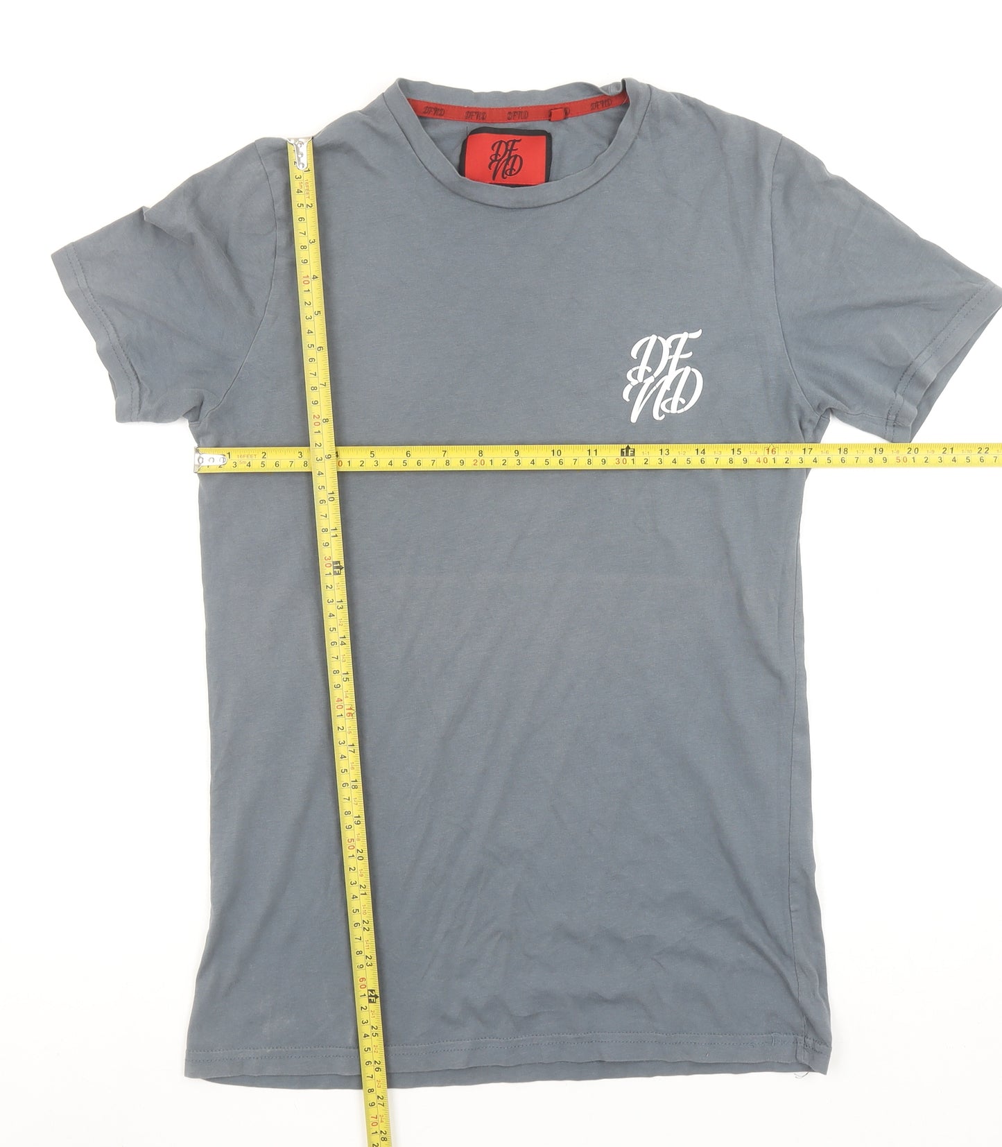 DFND Men's Grey Cotton Crew Neck Short Sleeve T-Shirt M