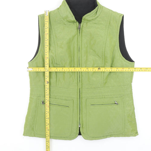 CC Petite Women's Green Quilted Waistcoat Size 10 Classic Zip Gilet