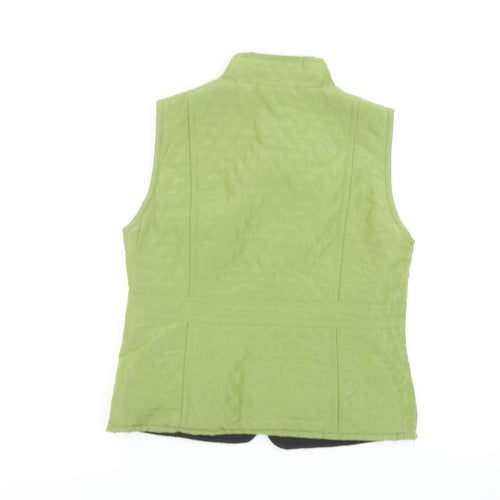 CC Petite Women's Green Quilted Waistcoat Size 10 Classic Zip Gilet