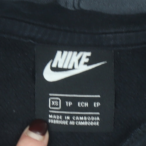 Nike Women's Black XS Pullover Hoodie Cotton Blend Kangaroo Pocket