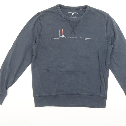 Due South Men's Blue Graphic Crew Neck Sweatshirt XS