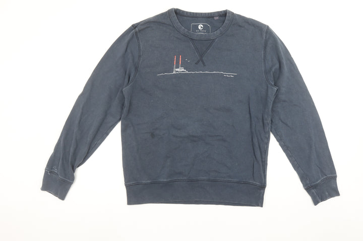 Due South Men's Blue Graphic Crew Neck Sweatshirt XS