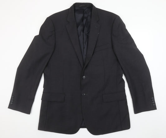 Austin Reed Men's Grey Wool Suit Jacket 44L Classic Fit Two-Button