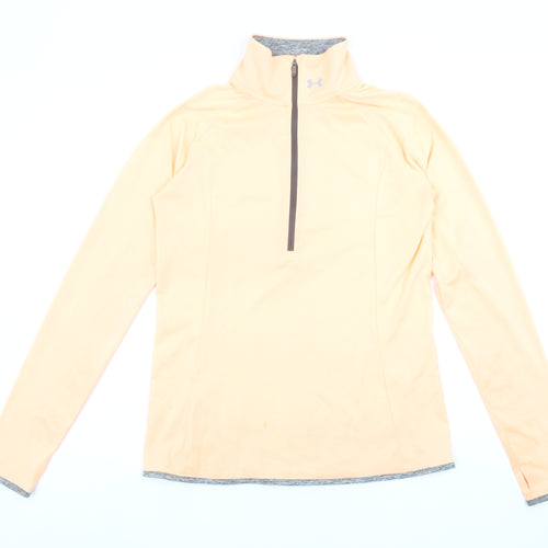Under Armour Womens Beige Long Sleeve 1/4 Zip HeatGear Top Size S