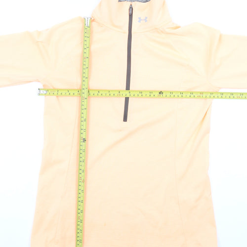 Under Armour Womens Beige Long Sleeve 1/4 Zip HeatGear Top Size S