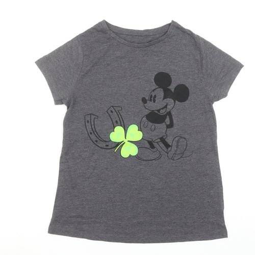 Disney Womens Grey Mickey Mouse Graphic T-Shirt Size 10