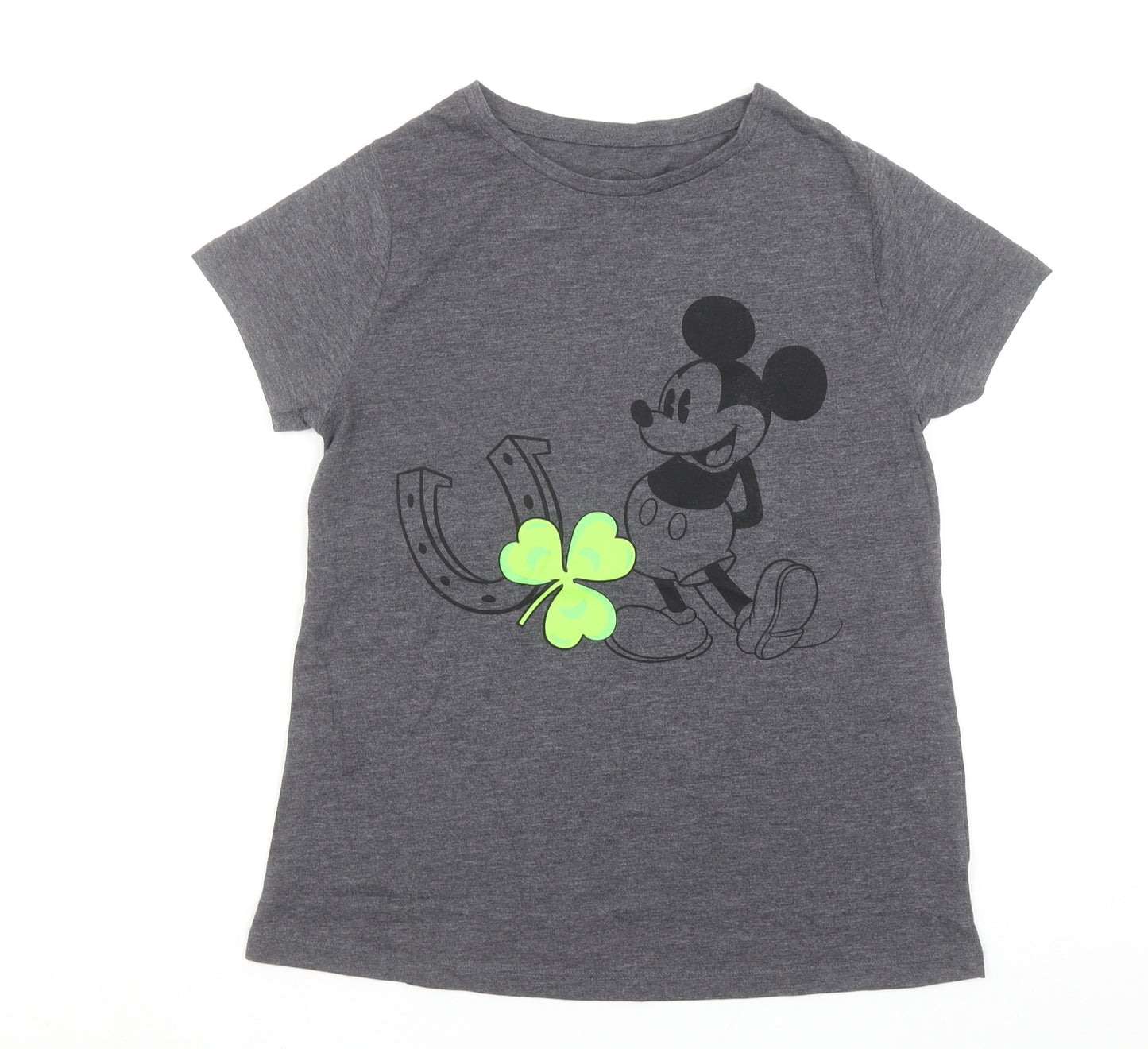 Disney Womens Grey Mickey Mouse Graphic T-Shirt Size 10