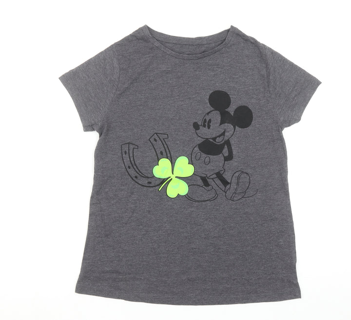 Disney Womens Grey Mickey Mouse Graphic T-Shirt Size 10