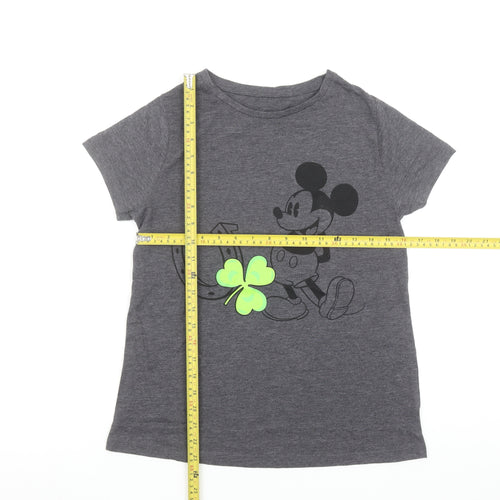 Disney Womens Grey Mickey Mouse Graphic T-Shirt Size 10