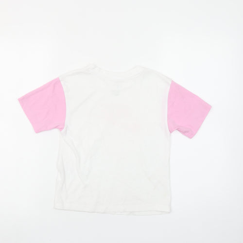Nike Girls White and Pink Logo T-Shirt 5-6 Years Cotton Short Sleeve