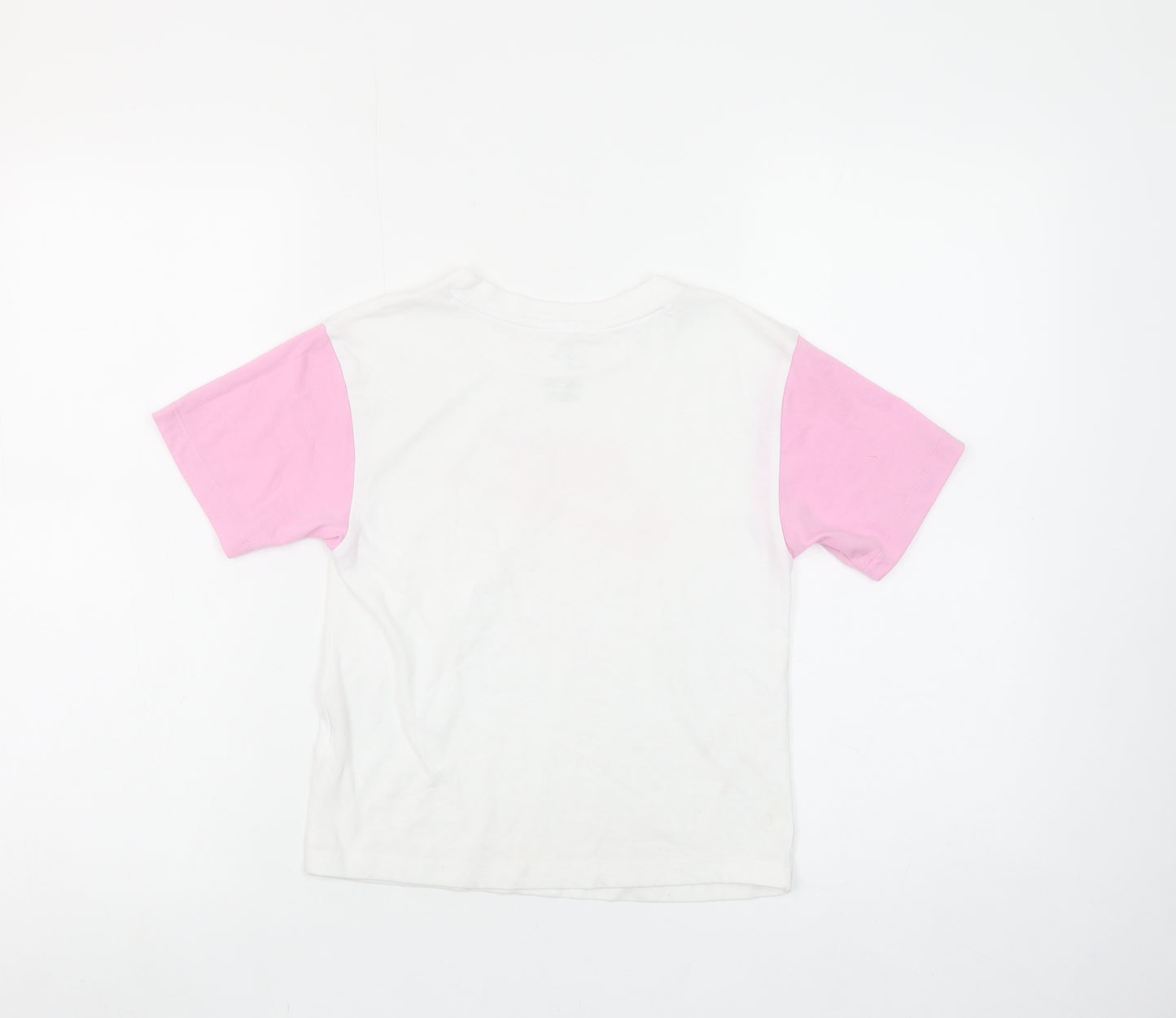 Nike Girls White and Pink Logo T-Shirt 5-6 Years Cotton Short Sleeve