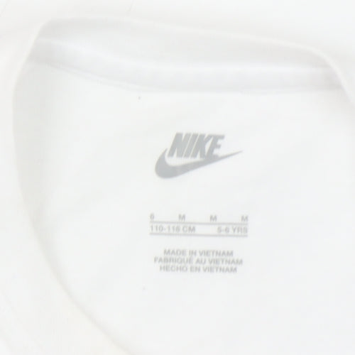 Nike Girls White and Pink Logo T-Shirt 5-6 Years Cotton Short Sleeve