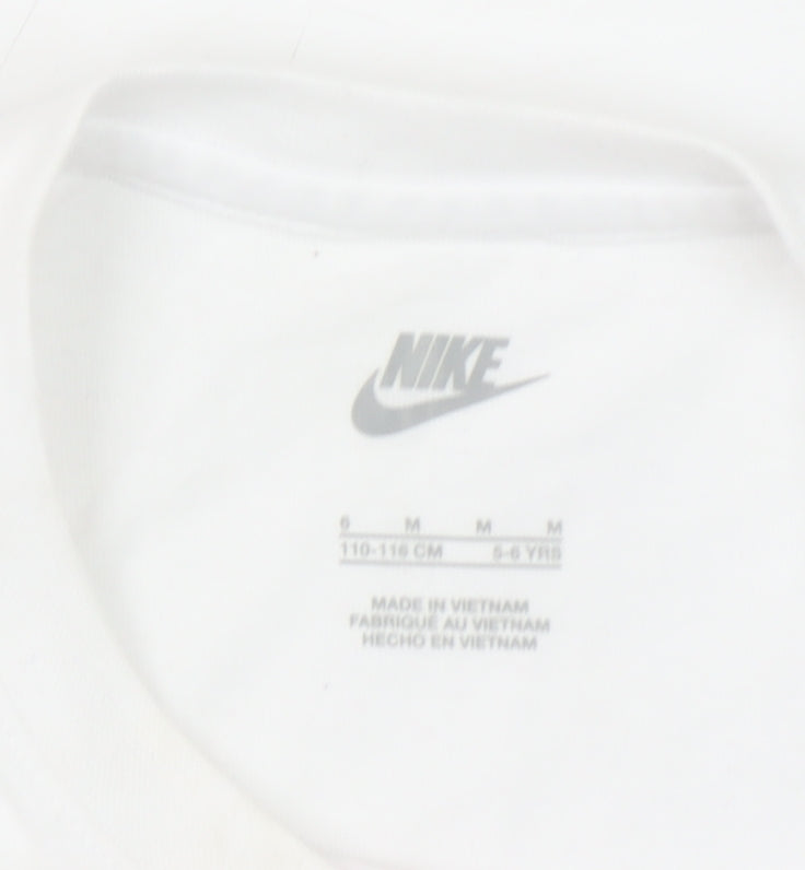 Nike Girls White and Pink Logo T-Shirt 5-6 Years Cotton Short Sleeve