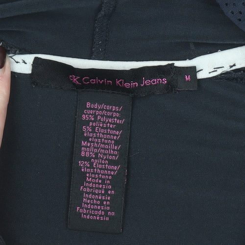 Calvin Klein Jeans Women's Black Full Zip Hoodie Size M Polyester Blend