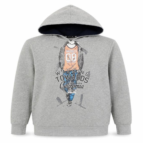 Lucky Life Boys Grey Pullover Hoodie L Walking Towards California Print