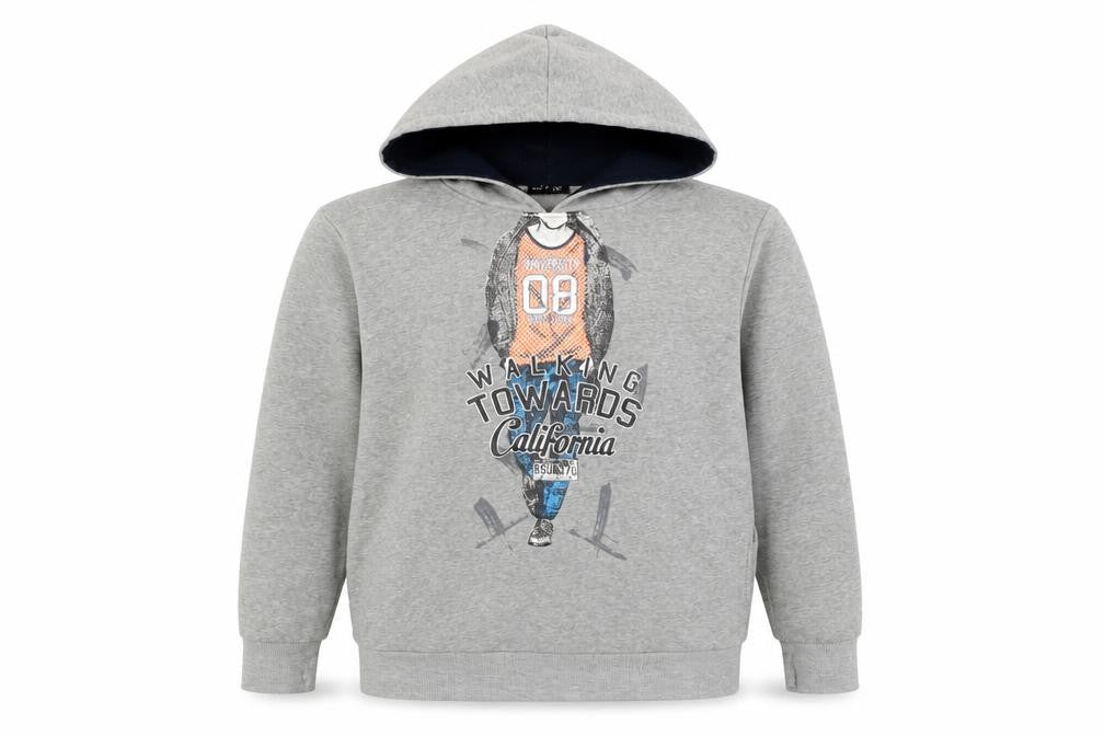 Lucky Life Boys Grey Pullover Hoodie L Walking Towards California Print