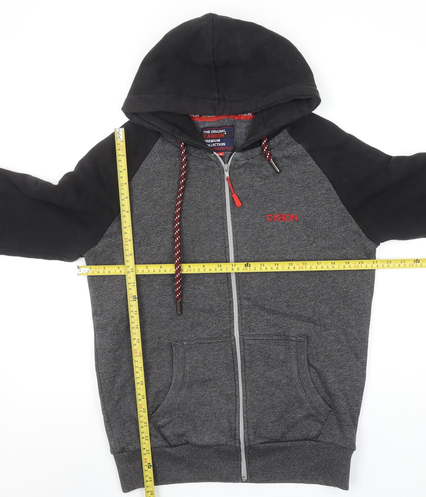 Carbon Men's Grey Full Zip Hoodie Medium Hooded Sweatshirt