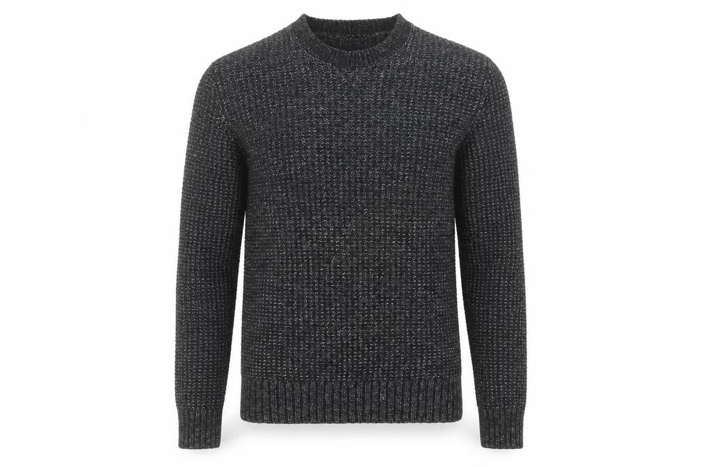 Front view of Gap Men's Grey Chunky Knit Crew Neck jumper, size S
