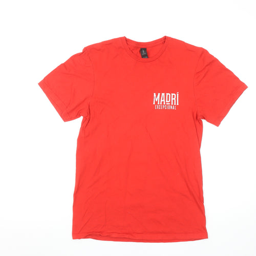 Gildan Men's Red Madrid Graphic T-Shirt Size S Cotton Crew Neck