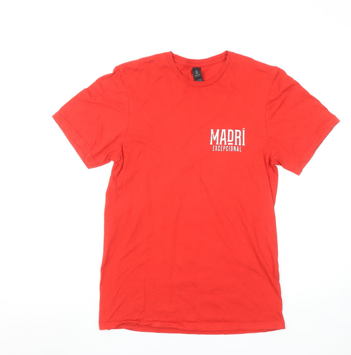 Gildan Men's Red Madrid Graphic T-Shirt Size S Cotton Crew Neck