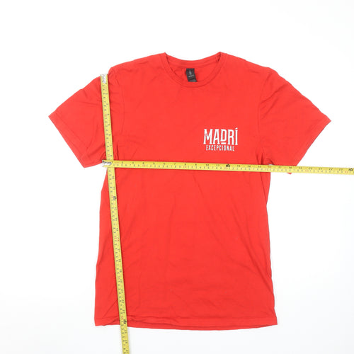 Gildan Men's Red Madrid Graphic T-Shirt Size S Cotton Crew Neck