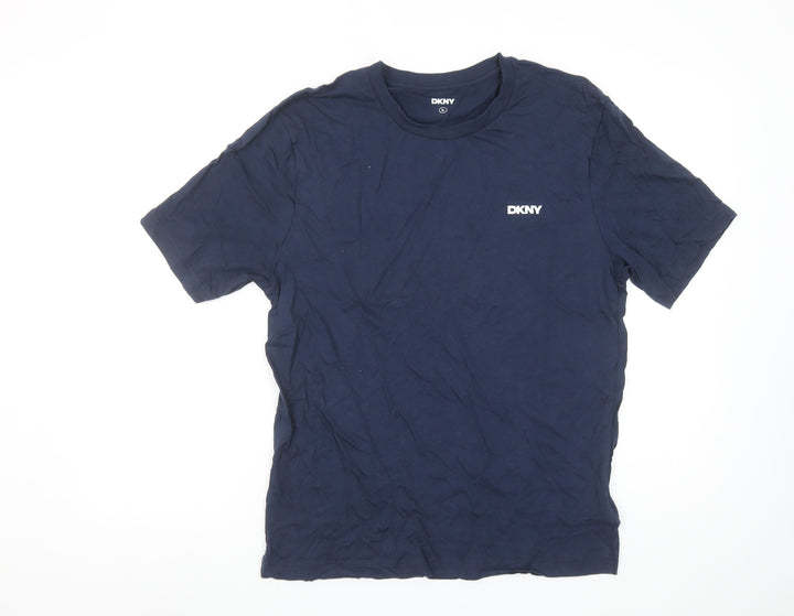 DKNY Men's Blue Cotton Crew Neck Short Sleeve T-Shirt Size L