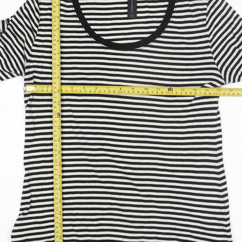 Next Women’s Black & White Striped 3/4 Sleeve Cotton Jersey T-Shirt Size 14