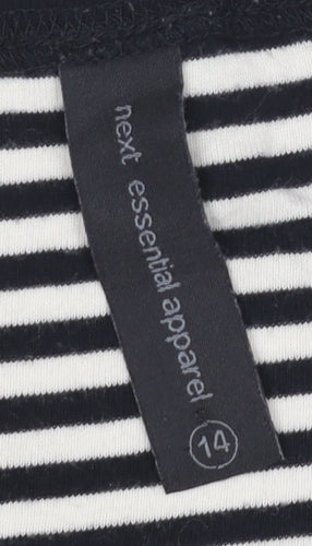 Next Women’s Black & White Striped 3/4 Sleeve Cotton Jersey T-Shirt Size 14