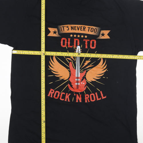 Port & Company Men's Black XL Rock 'N Roll Graphic Cotton T-Shirt