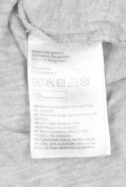 H&M Women’s Grey Rolling Tongue Print T-Shirt Size 12