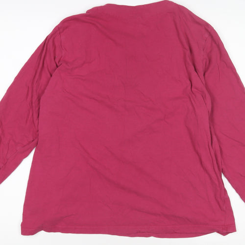 Damart Women Pink Cotton Long Sleeve Henley Polka Dot Pyjama Top M