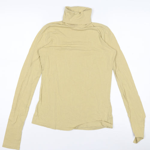 Weekday Women Beige Roll Neck Long Sleeve Slim Fit Top Size 12