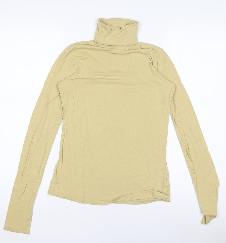 Weekday Women Beige Roll Neck Long Sleeve Slim Fit Top Size 12