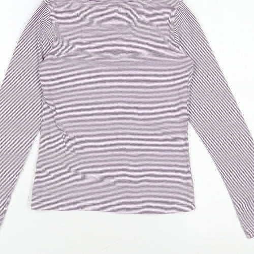 Fat Face Girls Purple Striped Long Sleeve Top Size 8-9Y Cotton Stretch Tee
