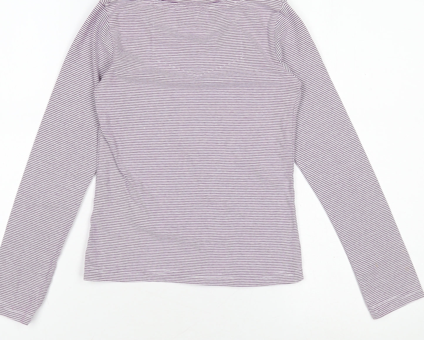 Fat Face Girls Purple Striped Long Sleeve Top Size 8-9Y Cotton Stretch Tee