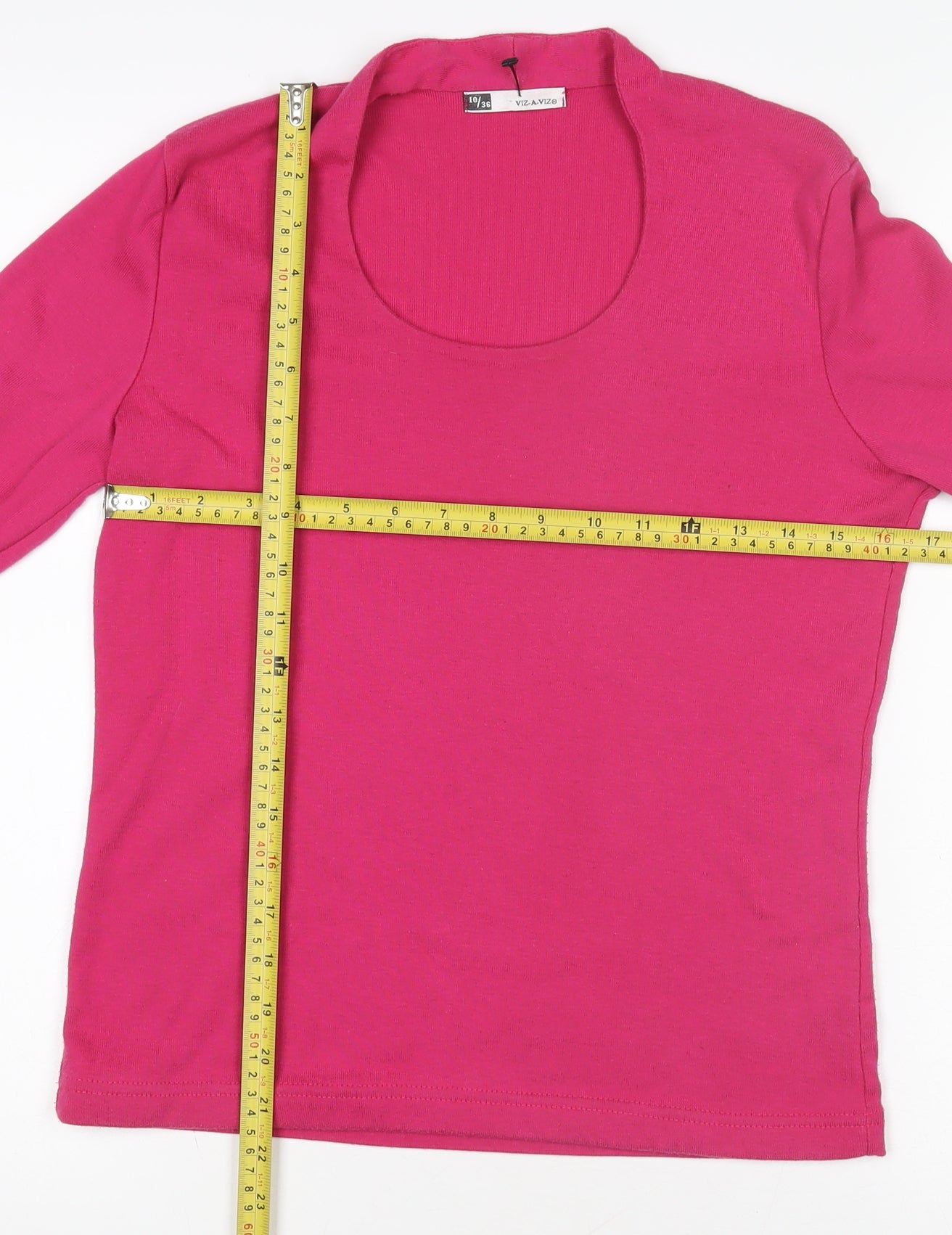 Viz-A-Viz Women’s Pink Long Sleeve Basic Top Size 10 Classic Style
