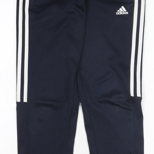 Adidas Boys Navy Blue Track Pants 11-12 Years Tapered Jogger