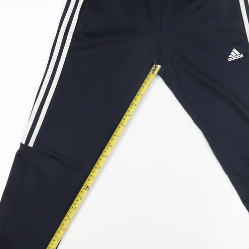 Adidas Boys Navy Blue Track Pants 11-12 Years Tapered Jogger