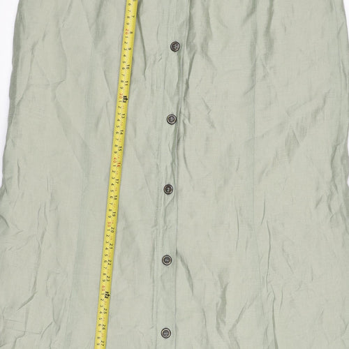 Eugen Klein Women’s Green A-Line Midi Skirt Size 14 Button Front