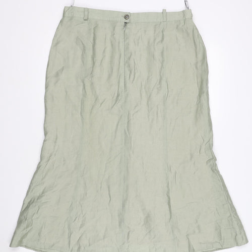 Eugen Klein Women’s Green A-Line Midi Skirt Size 14 Button Front