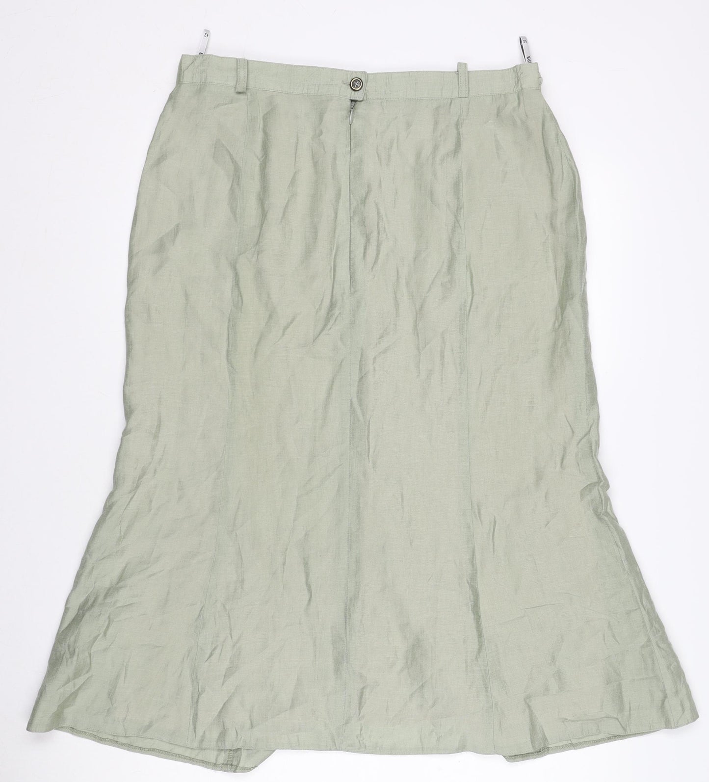 Eugen Klein Women’s Green A-Line Midi Skirt Size 14 Button Front