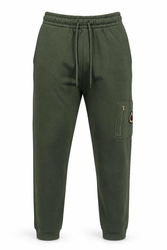 Front view of Benjart Green Men's Jogger Sweatpants M Regular Fit Fleece Trousers