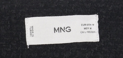 Mango Women’s Black Tweed Mini Skirt Size 12 with Chain Detail