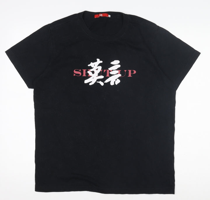 vt Womens Black XL Basic Crew Neck Graphic T-Shirt