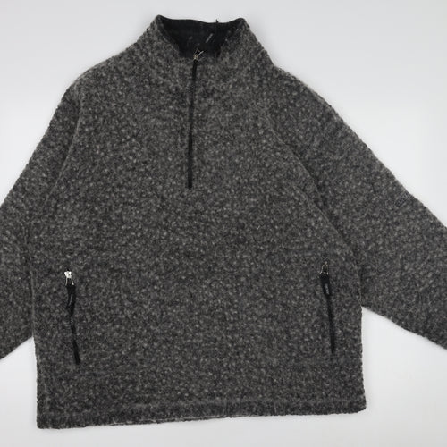 nX Mens Grey Fleece Wool Blend 1/4 Zip Pullover Sweatshirt L