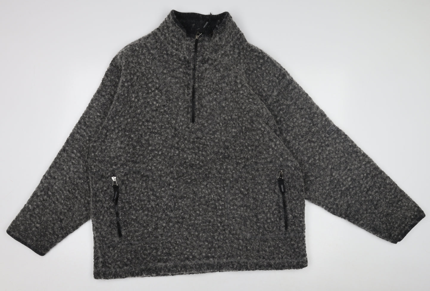 nX Mens Grey Fleece Wool Blend 1/4 Zip Pullover Sweatshirt L