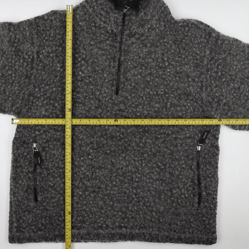 nX Mens Grey Fleece Wool Blend 1/4 Zip Pullover Sweatshirt L