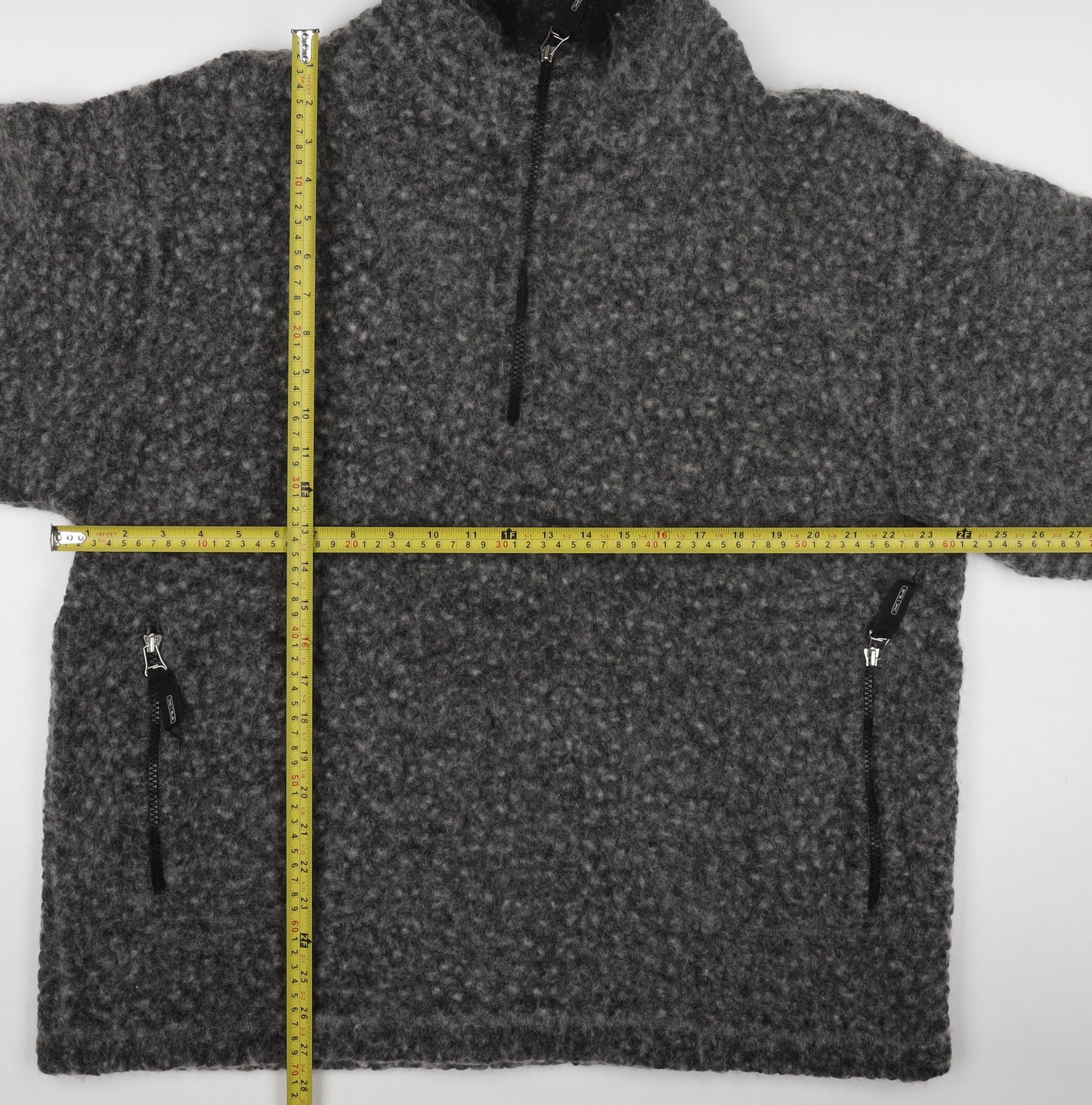 nX Mens Grey Fleece Wool Blend 1/4 Zip Pullover Sweatshirt L